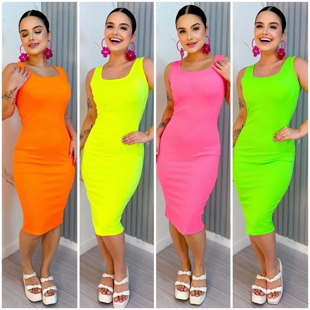 VESTIDO MIDI NÉON 